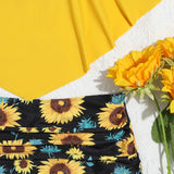 Swim Banador bikini con estampado de girasol bajo hanky de talle alto