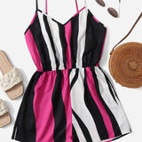 VCAY Striped Cami Romper