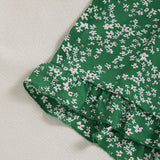 VCAY de manga farol con fruncido con cordon delantero Top & floral bajo con fruncido Shorts