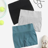 Yoga Basic 3 piezas Shorts deportivos sin costuras con estiramiento alto de moldeador cadera