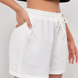 EZwear Shorts de cintura con cordon con diseno de parche