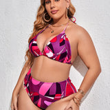 Swim Curve 3 piezas Banador bikini triangulo con estampado & Kimono