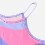 EZwear Crop Top Sexy De Verano Con Cuello Asimetrico Y Estampado Grafico Irregular En Color Dopamina Para Salir