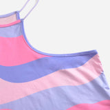 EZwear Crop Top Sexy De Verano Con Cuello Asimetrico Y Estampado Grafico Irregular En Color Dopamina Para Salir