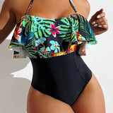 Swim Lushore Banador una pieza con estampado tropical bajo con fruncido