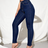 Essnce Jeans ajustados de talle alto con cremallera