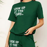 Mulvari Conjunto pantalones deportivos con camiseta con estampado de slogan