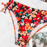 Swim Banador bikini floral de hombro con nudo