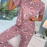 Conjunto de pijama con estampado floral con venda