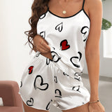 Conjunto de pijama con estampado de corazon de Satin