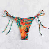 Swim Bottom de bikini al azar con estampado tropical con cordon lateral