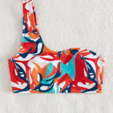 Swim Top bikini al azar con estampado de un hombro