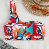 Swim Top bikini al azar con estampado de un hombro