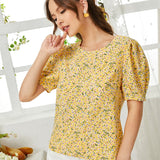 Clasi Top floral de manga farol