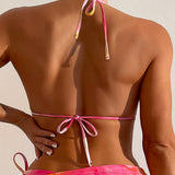 Swim Top bikini halter de tie dye con cordon trasero