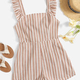 WYWH Striped Ruffle Tie Back Jumpsuit
