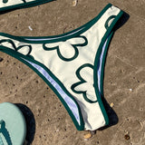 Swim Mod Banador bikini bandeau con estampado floral unido en contraste