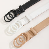 Cinturon con hebilla redonda Triple para mujer, color blanco y negro, 3 piezas, con perforadora