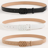 Cinturon con hebilla redonda Triple para mujer, color blanco y negro, 3 piezas, con perforadora