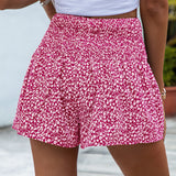 VCAY Shorts de pierna ancha floral con fruncido