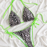 Swim Curve Set bikini ringer de leopardo sujetador triangulo halter con bottom con cordon lateral 2 piezas banador