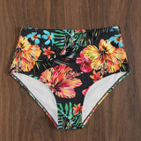 Swim Bottom del bikini de cintura alta con estampado tropical aleatorio para playa de verano, traje de bano para vacaciones