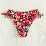 Swim Bragas bikini floral al azar con estampado con cordon lateral