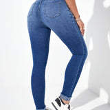 EZwear Jeans ajustados ribete sin dobladillo