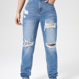 EZwear Jeans mom desgarro con lavado