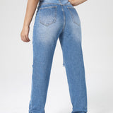 EZwear Jeans mom desgarro con lavado