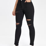 EZwear Pantalones Jeans Skinny Con Bolsillos Inclinados Rasgados