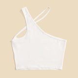 EZwear Top de cuello asimetrico unicolor