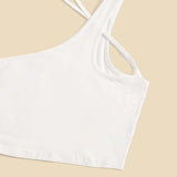 EZwear Top de cuello asimetrico unicolor