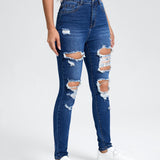 EZwear Jeans ajustados desgarro con abertura