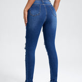 EZwear Jeans ajustados desgarro con abertura