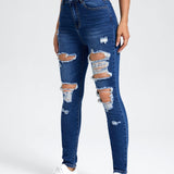 EZwear Jeans ajustados desgarro con abertura