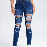 EZwear Jeans ajustados desgarro con abertura