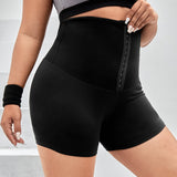 Yoga Basic Shorts deportivos con cierre de gancho y ojal para tallas grandes, shorts de ciclista