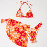 Swim 3 piezas floral Banador bikini micro triangulo & Falda de playa