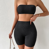 Essnce Top tubo corto tejido de canale & Shorts biker