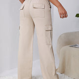 EZwear Jeans cargo de cintura con cordon con bolsillo lateral con solapa