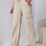 EZwear Jeans cargo de cintura con cordon con bolsillo lateral con solapa