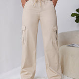 EZwear Jeans cargo de cintura con cordon con bolsillo lateral con solapa