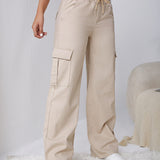 EZwear Jeans cargo de cintura con cordon con bolsillo lateral con solapa