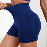 Yoga Basic Pantalones cortos deportivos azules con cinturilla ancha