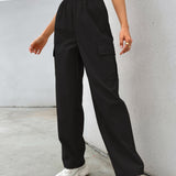 EZwear Pantalones cargo con bolsillo con solapa