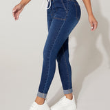 PETITE Jeans ajustados de cintura con cordon