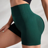 Yoga Basic Pantalones Cortos Deportivos Verdes De Control De Abdomen Y Nalgas De Scrunch