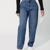 PETITE Jeans de ajuste mom de talle alto con cremallera