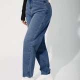 PETITE Jeans de ajuste mom de talle alto con cremallera